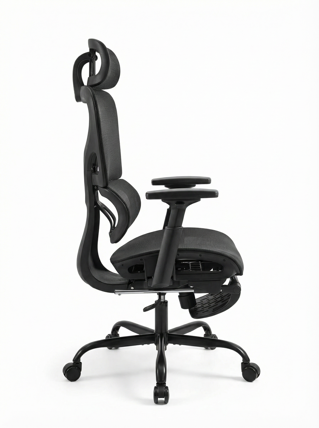 Chaise de bureau ergonomique en maille avec support lombaire et appui-tête réglables et accoudoirs 3D, édition Plus