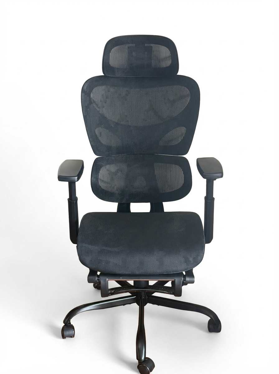 Chaise de bureau ergonomique en maille avec support lombaire et appui-tête réglables et accoudoirs 3D, édition Plus